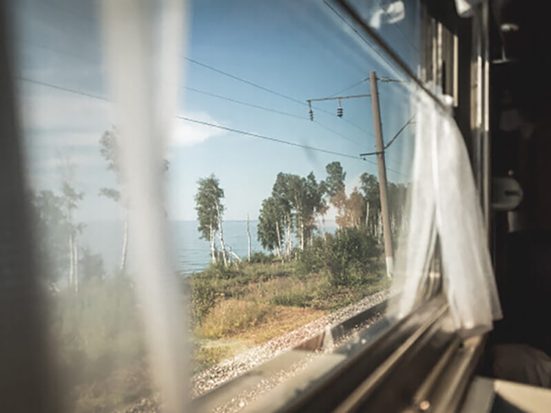 Пейзаж в окне поезда